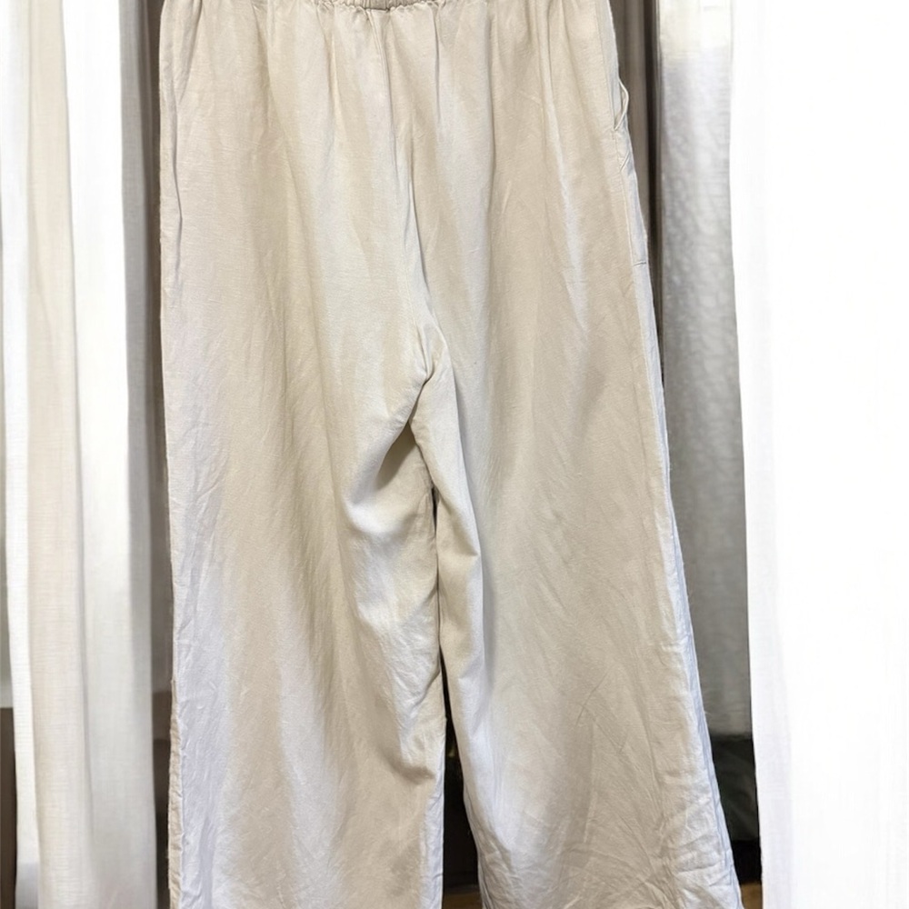 LOFT Linen Blend Wide Leg Palazzo Pants - Picture 3 of 5